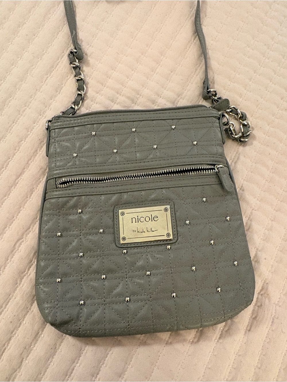 Nicole Quilted Crossbody Bag in Sage